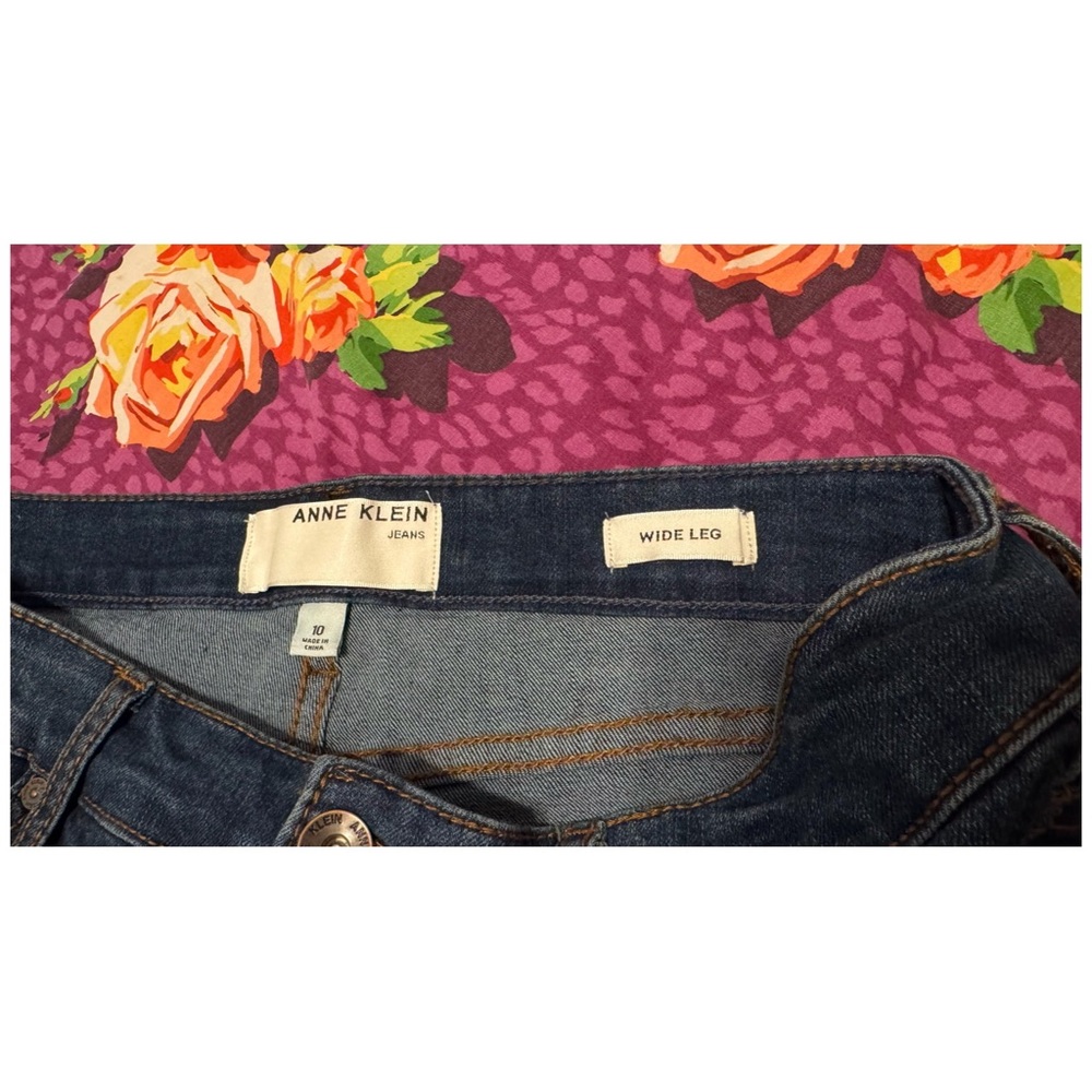 Anne Klein Dark Wash High Rise Wide Leg jeans - Picture 8 of 9